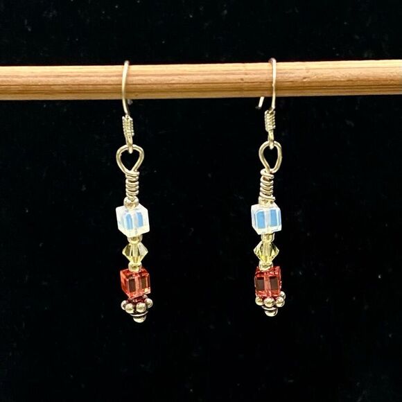 OY# Sterling 925 Silver & crystal 1 3/4 “ Dangle Earrings - Picture 4 of 8